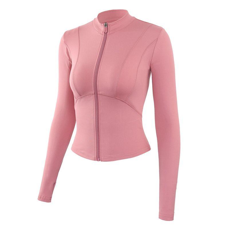 Nude Feel Stand-up Collar Slim Fit Slim Looking Women s Long-Sleeved Sports Jacket Carmine Powder L