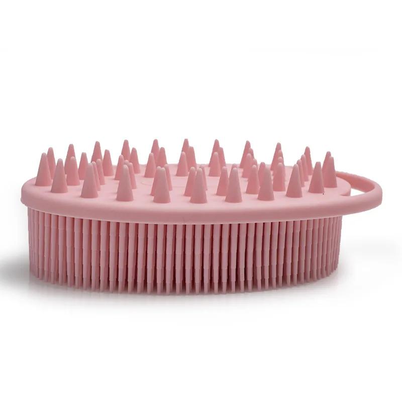 Exfoliating Silicone Body Brush,2 in 1 Bath and Shampoo Brush,Wet and Dry Scalp Massager,Premium Silicone Loofah,Lathers Well