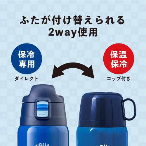 Atlas LGNW-600NV 670ml Wasserflasche, Isoliert, Kalt und Heiß, Leichtgewicht, für Kinder, Direktes Trinken, Becher enthalten, 2-Wege-Design, mit Tasche, Gachapi