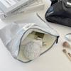 Large Capacity Shiny Faashion Cosmetic Bags Silver for Women Toiletries Skincare Storage Bag Make Up Pouch for Travel Use
