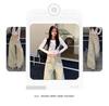 Women's Khaki High-Waisted Wide-Leg Jeans, Autumn/Winter 2025 - Floor-Length Slimming Casual Trousers.