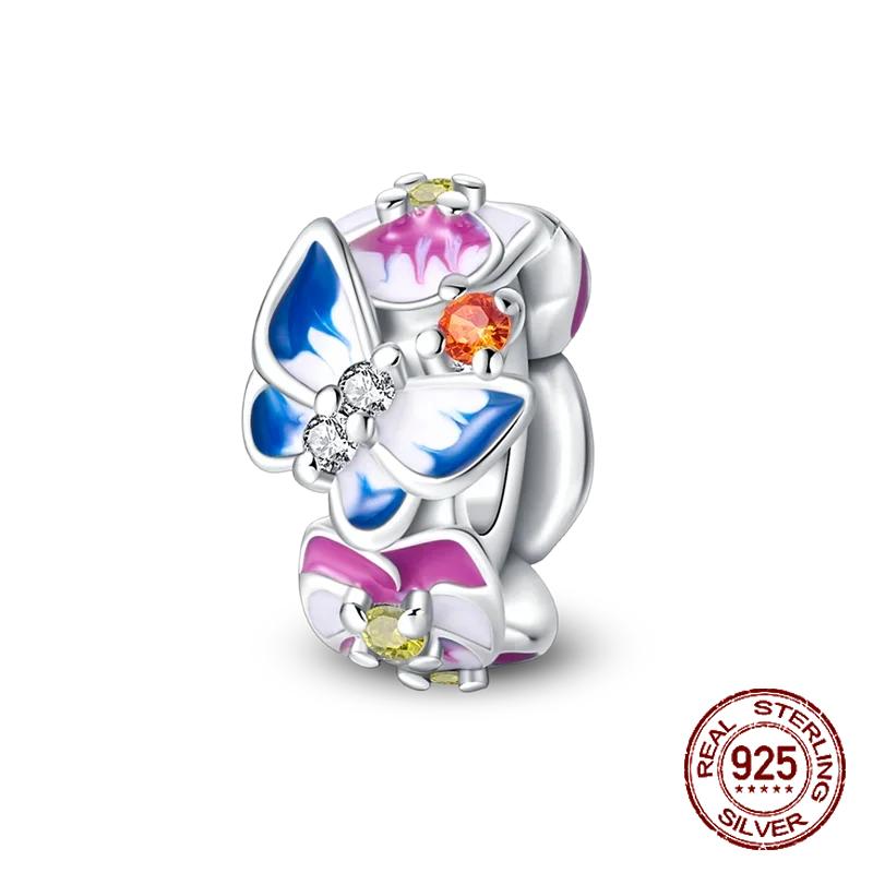 Copper Butterfly Sparkling Flower Iris Tulip Lavender Sunflower Beads Fit Original Bracelet Diy Bead Women Jewelry