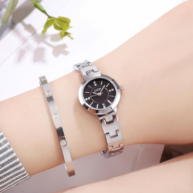 GEDI Exquisite Rhinestone Waterproof Alloy Bracelet Quartz Watch for Ladies