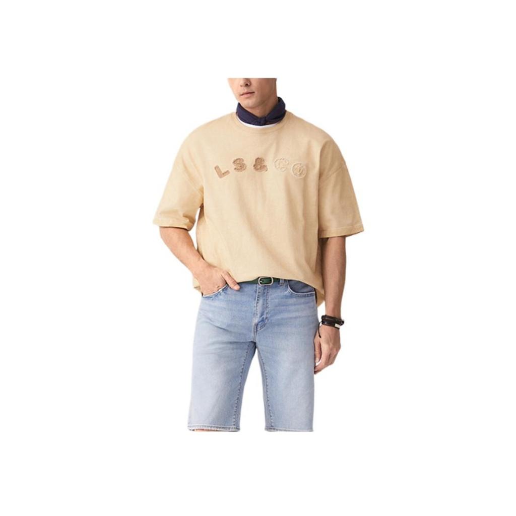 Levis SS25 Front Patch Pattern Comfortable Crew Neck Short Sleeve T-Shirt Men T-Shirts Light-Brown 003N6-0001
