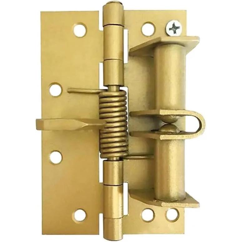 4pcs 4 inch Positioning Hinge Spring Self-aligning Hinge Automatic Closing Door Multi-Function Screen Door Hinge Furniture Supplies(Gold)