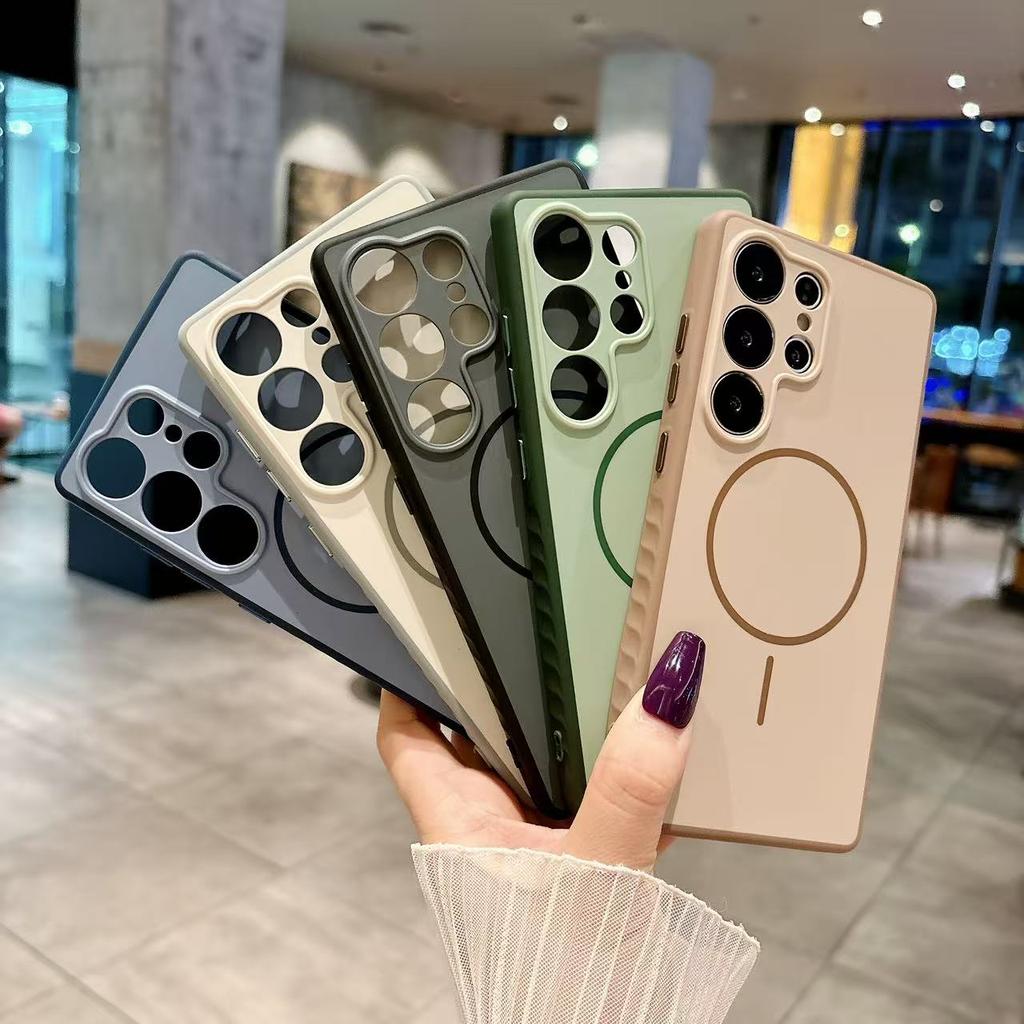 כיסוי סיליקון עמיד בפני לכלוך, מגן עדשה, עמיד בפני זעזועים עבור Samsung Galaxy S25 S24 S23 S22 Ultra Plus, כיסוי מגנטי Magsafe