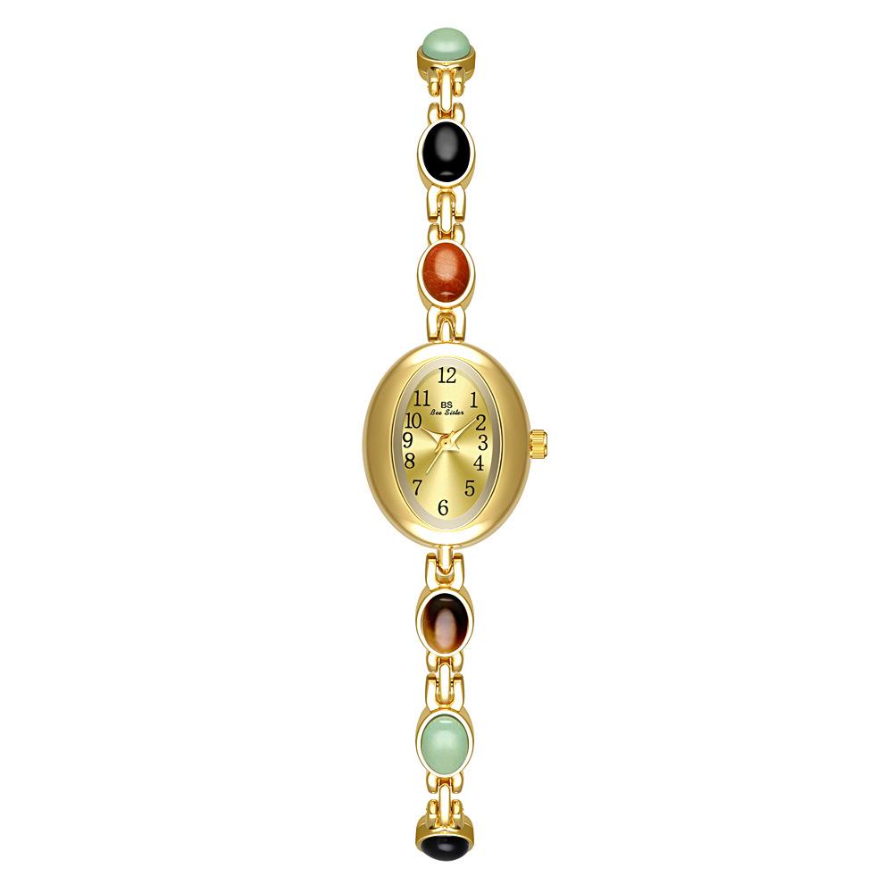 Women quartz Watch Luxury Brand Retro Natural Dongling Stone an Jade Waterproof Ladies Advanced Chain Wristwatches gift