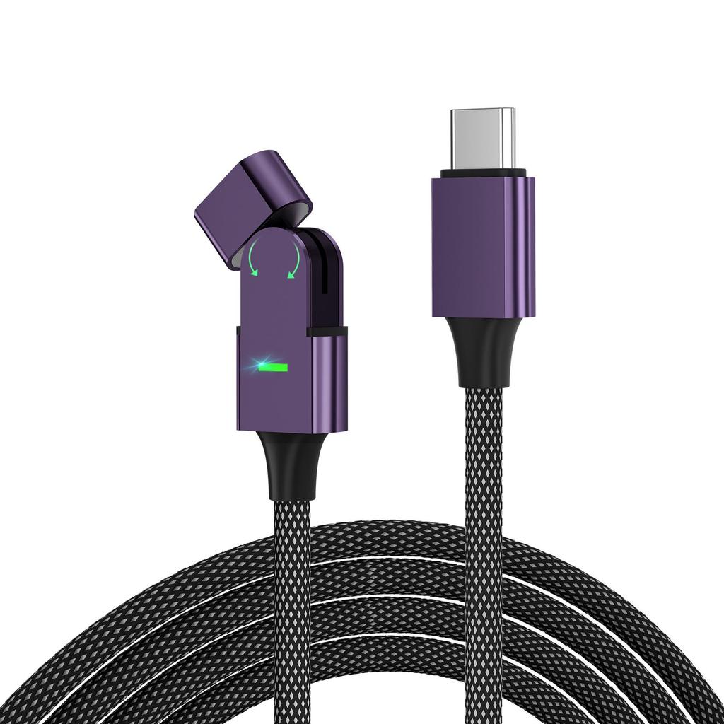 100W Fast Charging Magnetic Cable with 180° Rotating Type-C Angled Connector for Phones and Computers