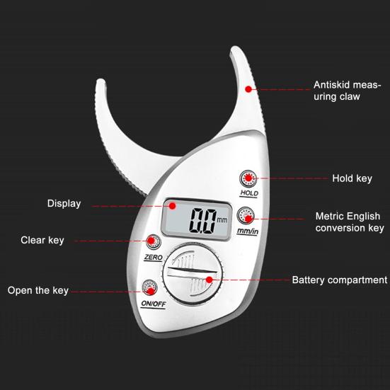 Portable Digital Display LCD Body Fat Caliper Skin Fold Monitor Analyzer Clip
