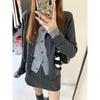 Single-row Button Contrasting Color Fake Two-piece Knitted Cardigan Women's Spring and Autumn New Retro Sweater Jacket Top