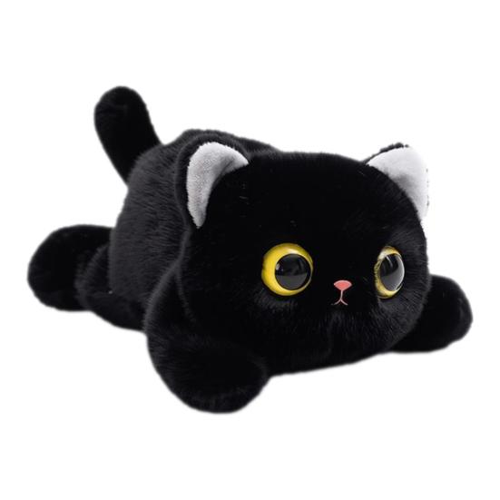 Cute Black Cat Plush Pillow Soft Siamese Kitten Stuffed Animal with PP Cotton Cuddly Bedroom Decor Birthday Gift for Girls Cat Lovers