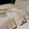 Lyocell Cotton Jacquard Soft Silky Luxury Bedding Set Queen King Size Duvet Cover Set Bed Sheet/Fitted Sheet Pillowcases 4Pcs
