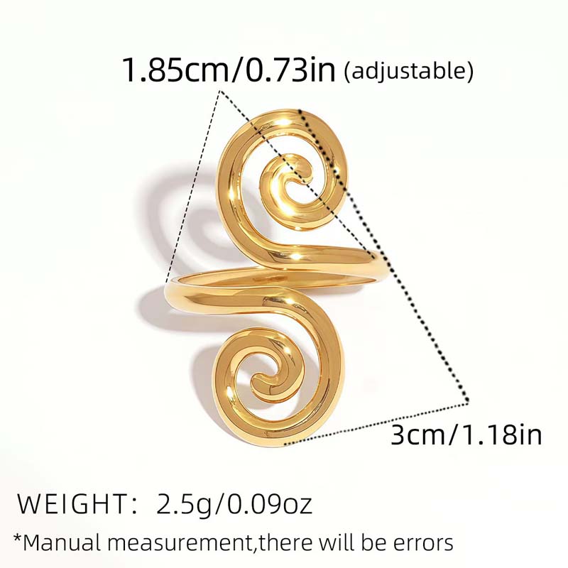 Fashion Metal Hollow Geometric Open Rings For Women Stainless Steel Gold Color Lines Spiral Adjustable Finger Ring Jewelry 2026
