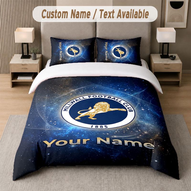 Custom Bedding Set Millwall Pattern, Print Name Text 1 Duvet Cover Plus 2 Pillowcases Home Textile