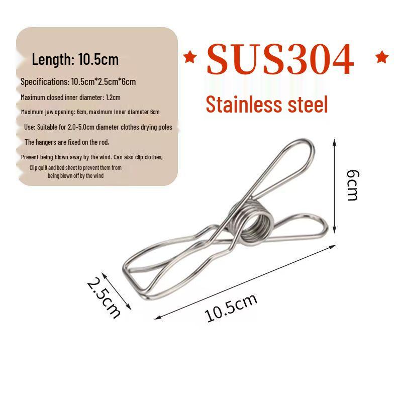 Stainless Steel Sock and Clothes Peg Clips – Windproof Hanger Accessory