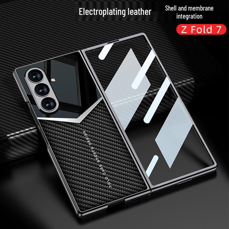 Samsung ZFold7 Electroplated Solid Color Leather Phone Case - Foldable Cover
