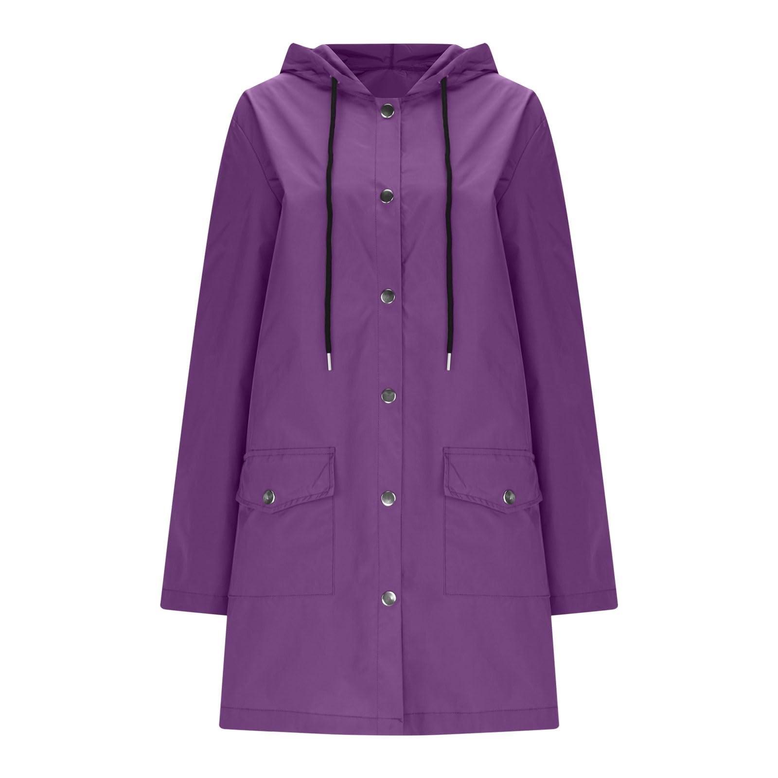 

Женская однотонная полосатая дождевик на открытом воздухе плюс водонепроницаемый плащ с капюшоном ветрозащитный L фиолетовый