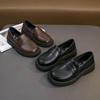 Kids Leather Shoe Fashion Black Shoes for Girls Boys School Formal Versatile Children's Loafers Non-slip Causal Toddlers Flats