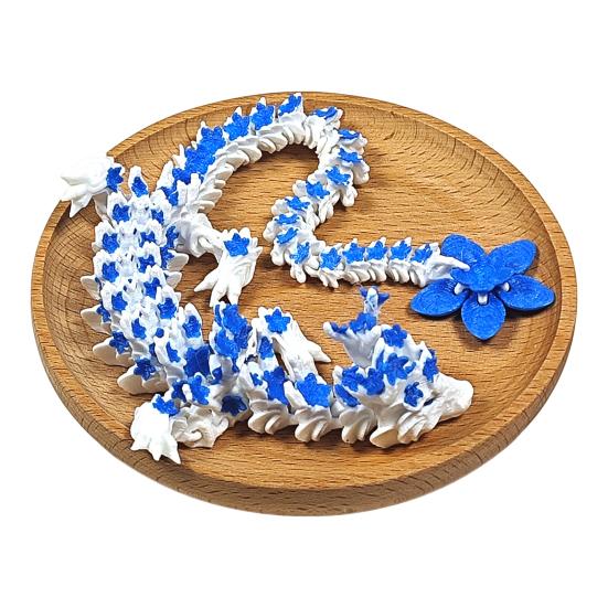 3D Printed Sakura Dragon 10.8 Inches Articulated Dragon with Movable Joints Rotating Cherry Blossom Tail Flexible Dragon Fidget Toy for Desk Decor