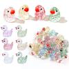 10/20 Stück Glitzer-Enten-Ornament, zufällig gemischte bunte Mini-Harzenenten, Garten-, Puppenhaus-, Aquarium-Dekorationsrequisite QC-ZYF
