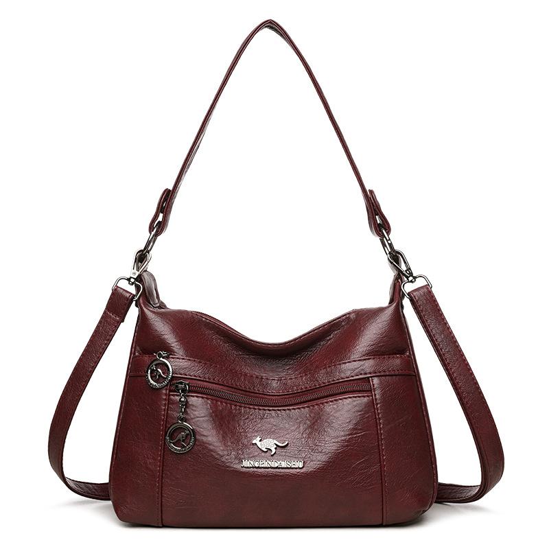 

Soft Leather Small Square Bag Large Capacity Women s Shoulder Bag Crossbody Bag червоний