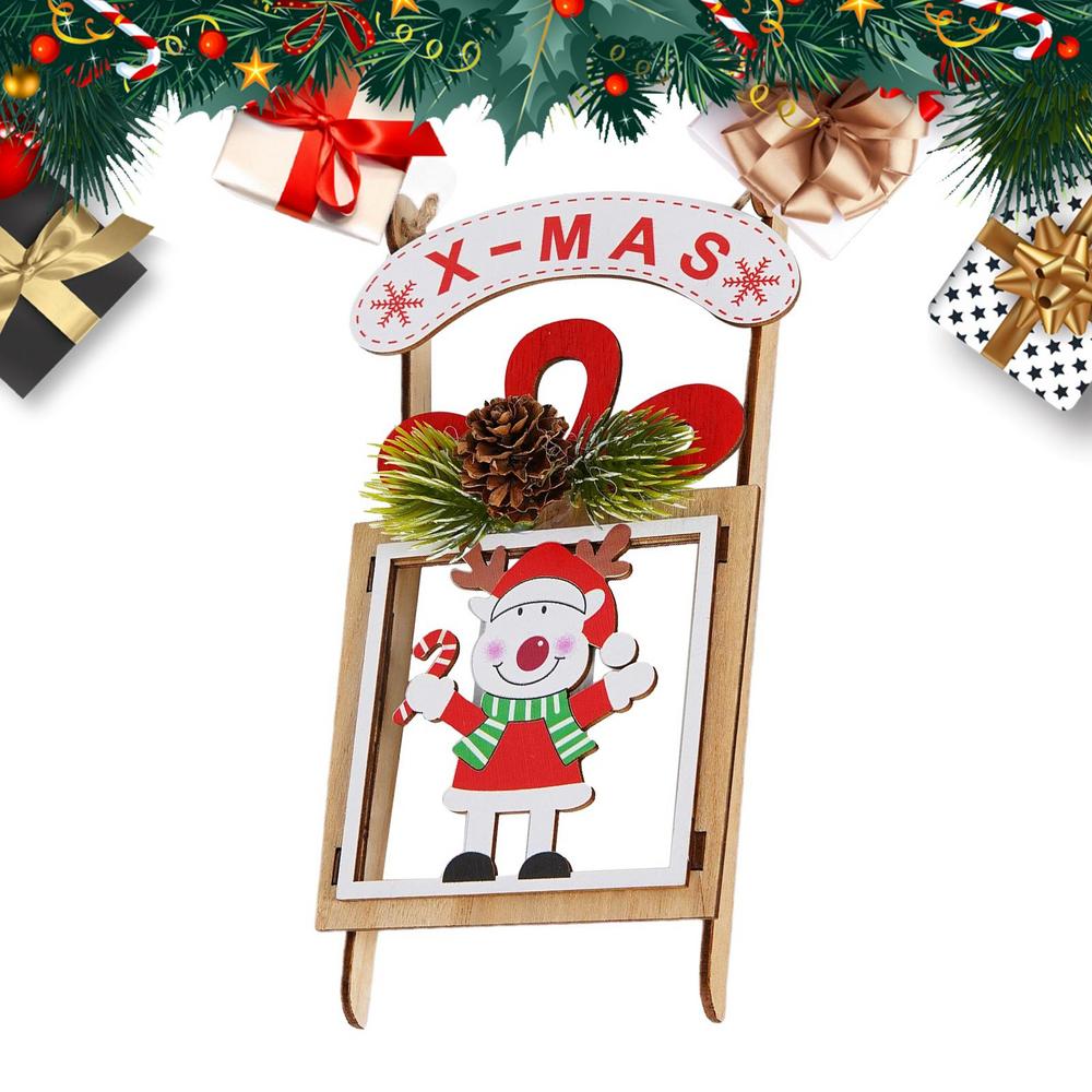 Christmas Decorations Figurine Pendant Crafts Wooden Christmas Decorations For Holiday Party Supplies Home Kitchen Outdoor
