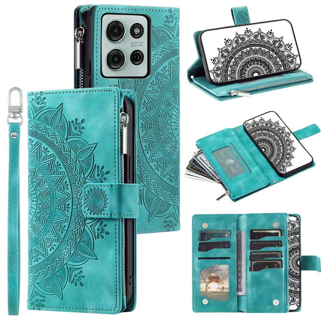 Style 006 For Motorola Moto G75 5G Wallet Case PU Leather Phone Cover Mandala Flower Pattern