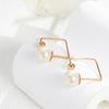 Xiaoxiangfeng Japanese and Korean Elegant Pearl Square Earrings Rose Gold Stud Earrings Niche High Color Retention
