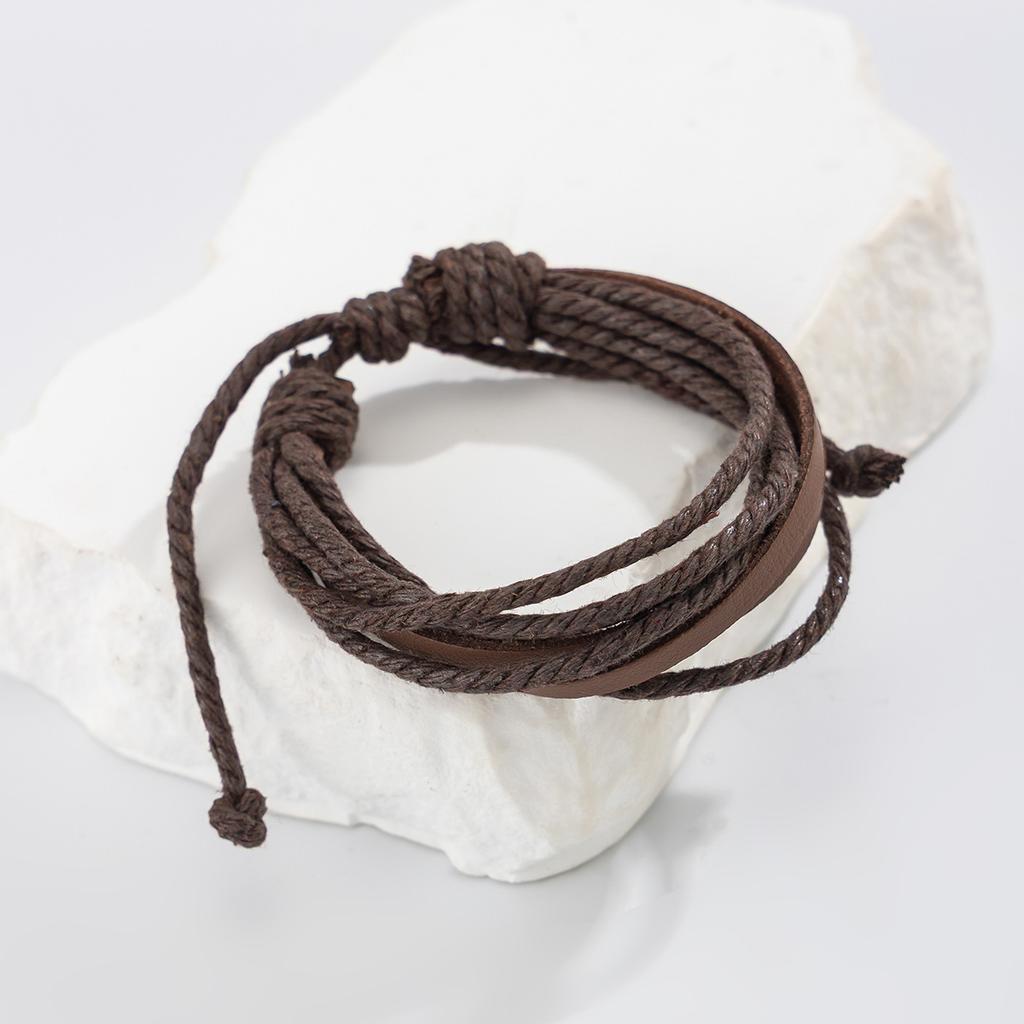 Heren Leren Hennep Touw Gevlochten Armband Heren Hip-Hop Niche High-End Armband Hotselling Hand Accessoires