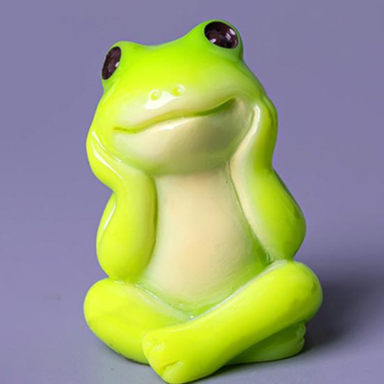 6Pcs Cartoon Frog Figurine Sitting Lying Frog Resin Statue Sculpture Home Office Desktop Car Dashboard Miniature Animal Decoration