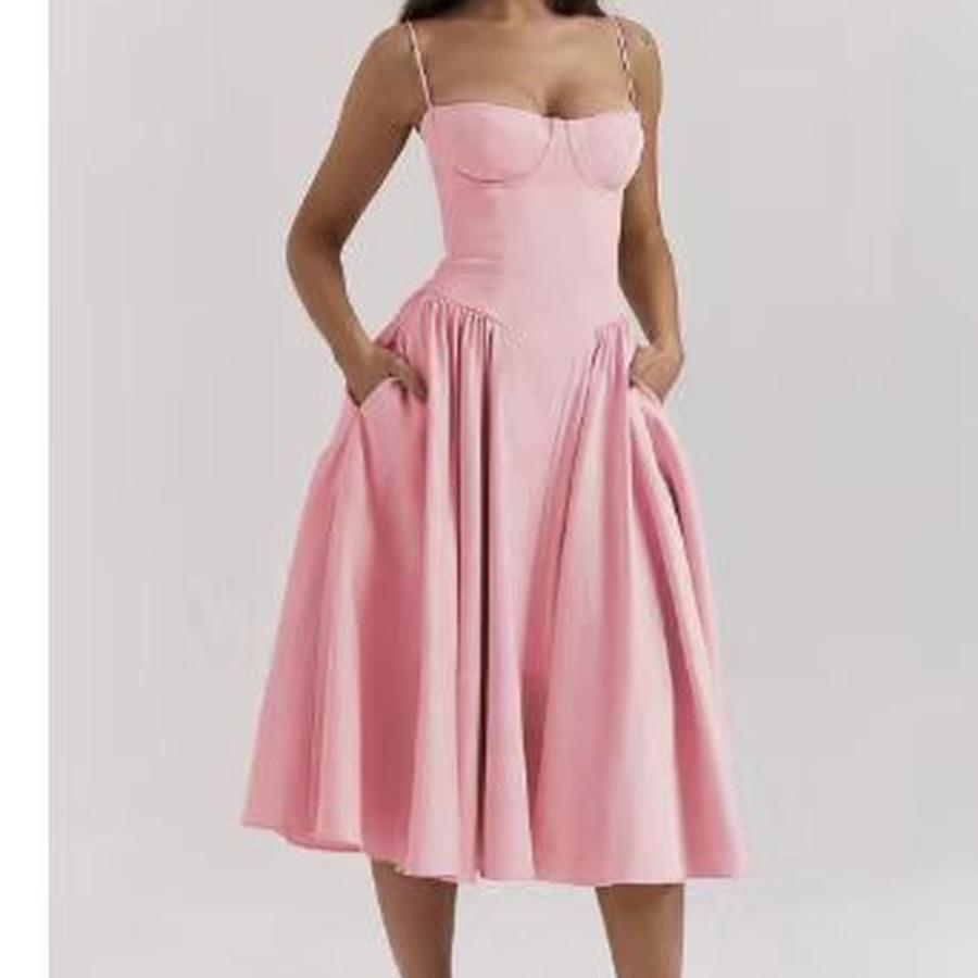 Sommer Sexy Gerafftes Kleid Damen Rotes Tube Top Kleid