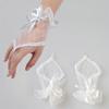 Gothic Short Black Gloves Female Harajuku Lace Bridal Wedding Halloween Lolita Dress Net Gauze Bow Hand Sleeve Fishnet Gloves