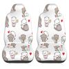 Cute Mochi Peach and Goma Cat Pattern Car Seat Covers 2 Pcs Front Seat Protector Bucket Seat Covers Universal Auto Accessories
