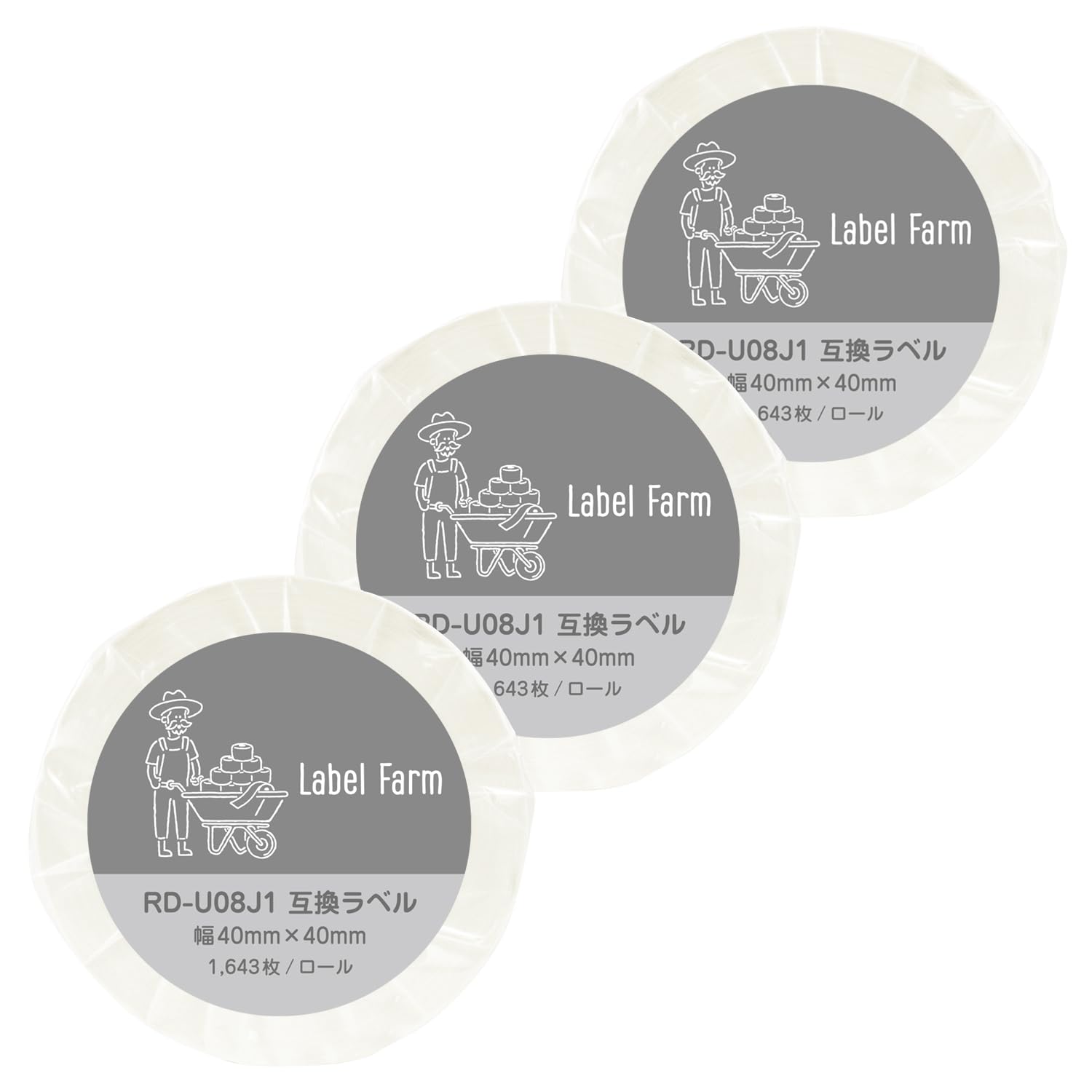 

Совместимая с Brother пищевая этикетка шириной 40 мм x 40 мм [Label Farm] RD-U08J1 (3 рулона) ТД-2130Н / ТД-2130НСА (3 рулона) белый
