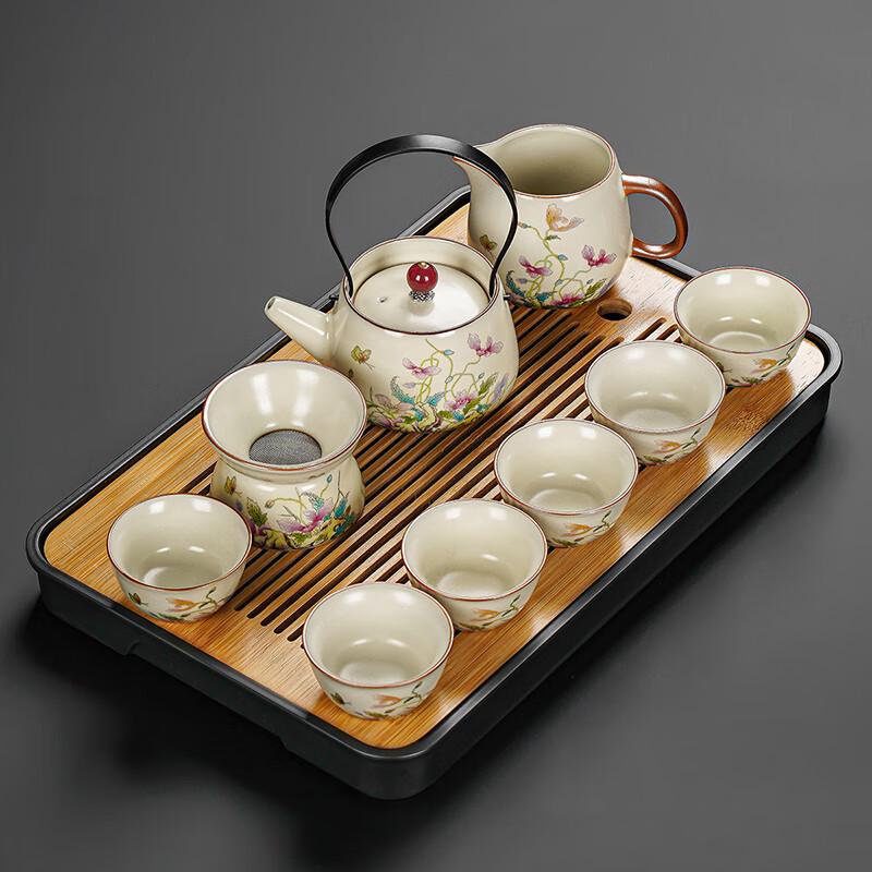 Lainuo Ru Kiln Opium Poppy 9-Piece Tea Set
