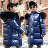 New Children's Down Jacket Girls Medium and Long Boys Thickened Large Fur Collar Medium and Large Children's Clothing Winter Coat Leave-in