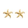 18K Gold Stainless Steel Stud Earrings Women Vintage Ocean Element Vacation Style Titanium Steel Fashion Ear Jewelry New Arrival