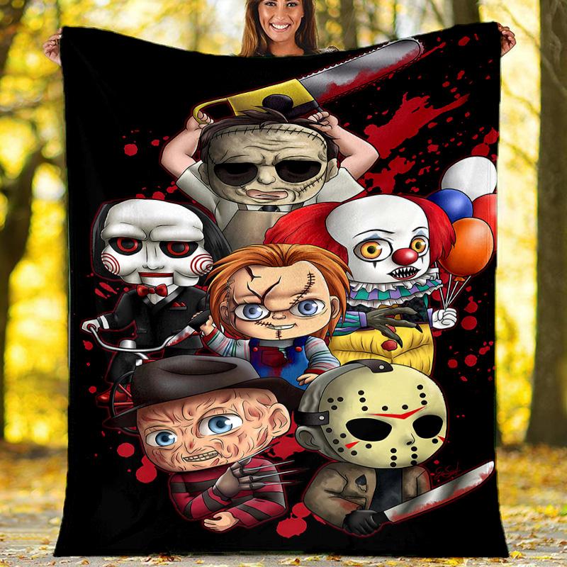1pc Chucky1 Theme Blanket - Digital Print, Polyester, Cozy for All Seasons, Perfect for Outdoor, Camping, and Travel