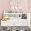 Daybed, 90 x 200 cm, Sofa Bed, Day Bed with Two Drawers, with Socket and 2 USB Ports, Bed with Slatted Frame (without Mattress), Chipboard, White
