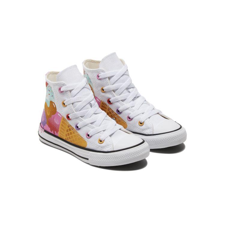 Converse Chuck Taylor All Star Canvas Comfortable Versatile High Top Kids Canvas Shoes White Multicolor Kids Sneakers A00388C