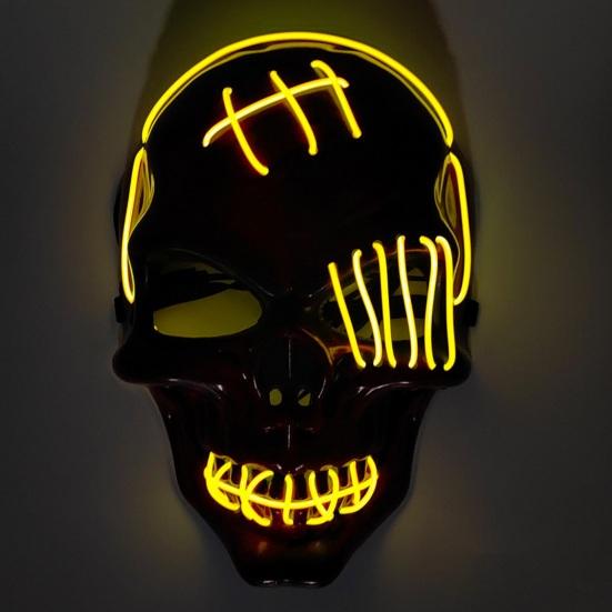Halloween LED Face Cushion Scary Skull Full Face Cushion Light Up Neon Cosplay Costume Accessory for Parties Raves Festivals