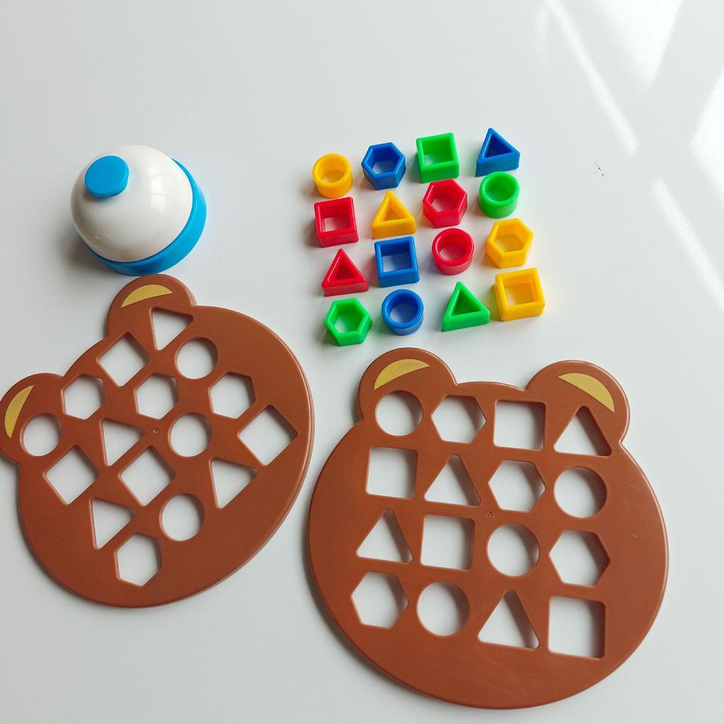 Mini Teddy Bear Children's Geometric Shapes Building Blocks for Early Education and Montessori Development Game