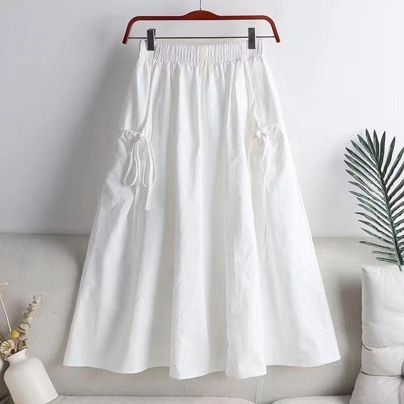 Skirt for Women Casual Versatile Solid Color Elastic High Waist Long LooseTrousers Stretchy Slim Skirt