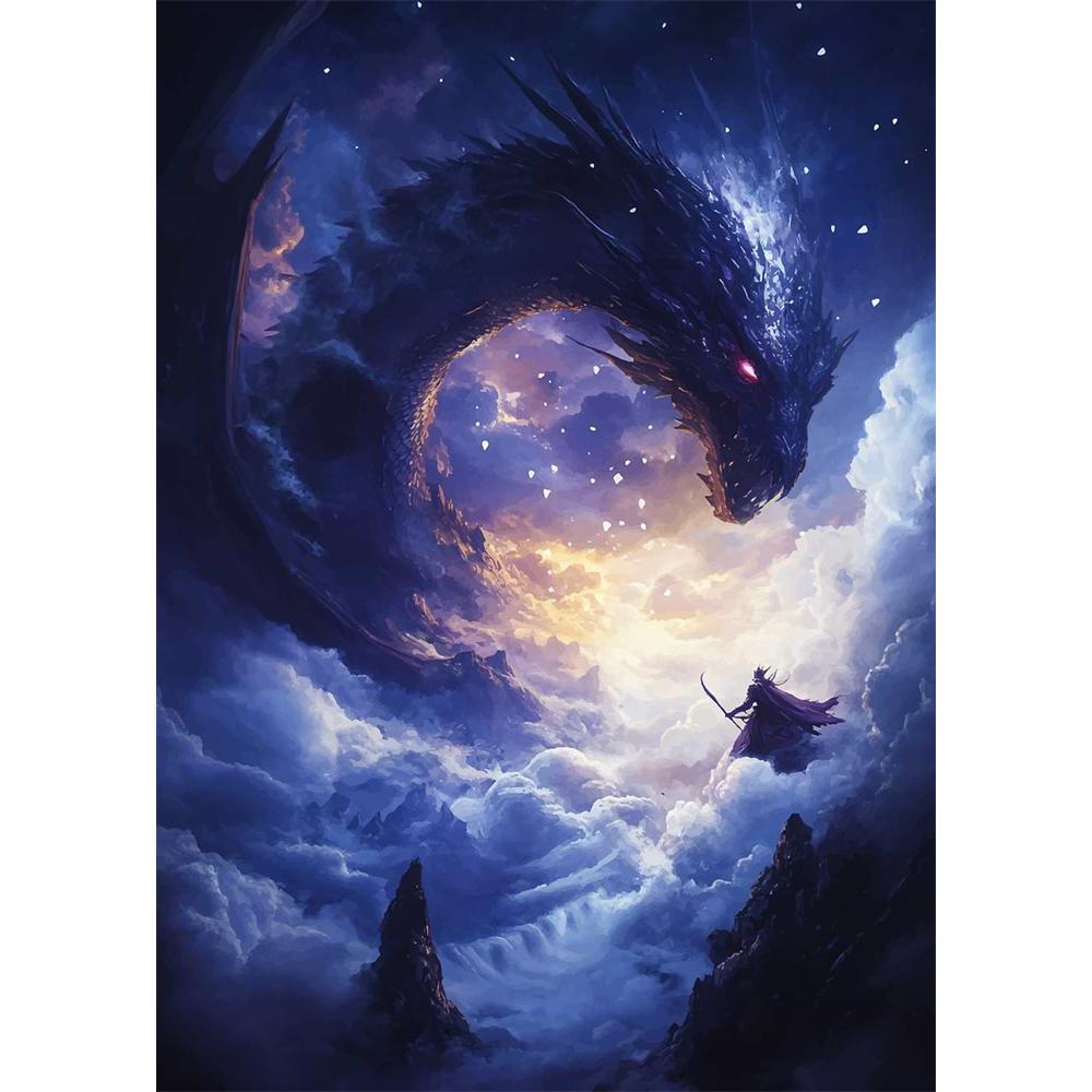 Das Erwachen des mythischen Drachen Diamantmalerei 5D DIY Kunstmuster Druck-Kit Puzzle Leinwand Mosaik-Stickerei Heimdekoration