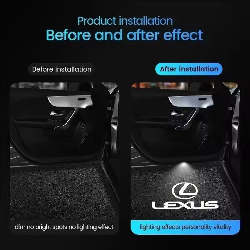 2Pcs LED Car Door Projector Logo High Definition Welcome Light For Lexus FSPORT LBX NX RX 350h 450h Plug-in Hybrid ES UX 300e XM6