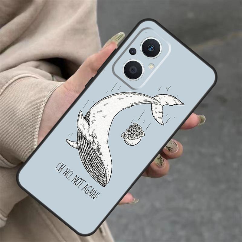 Cartoon Whale Case For OPPO Reno 14 10 11 12 13 Pro 11F 12F 13F 14F 7 8 Lite OPPO Find X9 X8 X5 Pro Cover
