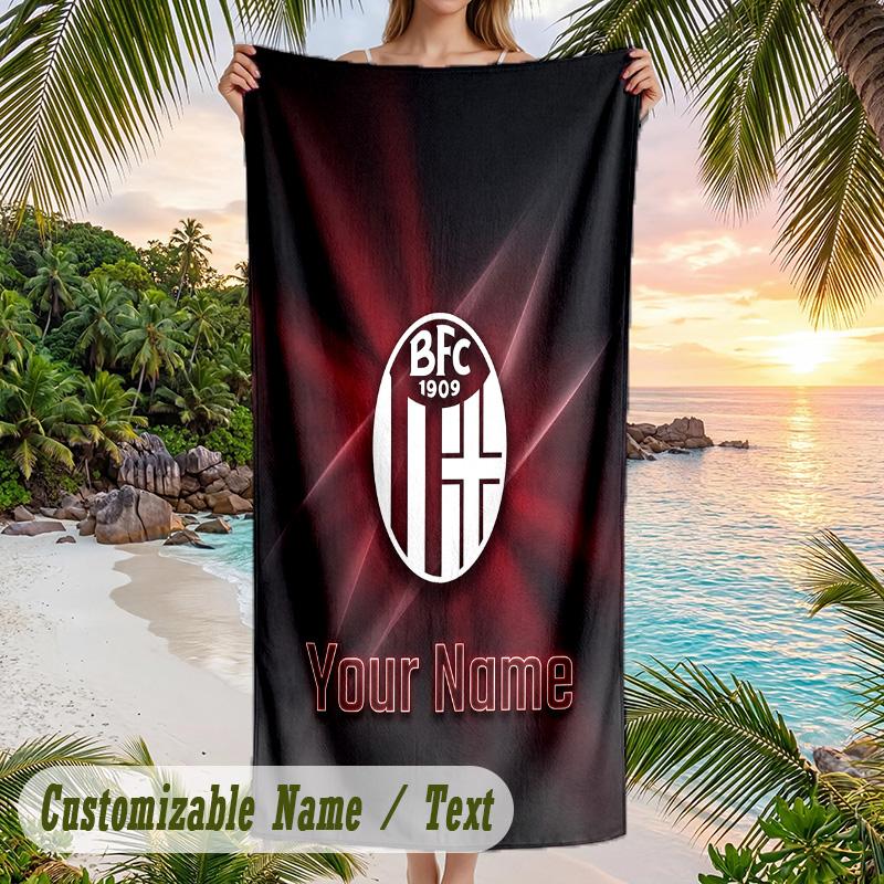 Beach Towel Bologna FC Print Custom Name Text Soft Towel for Swimming Pool
