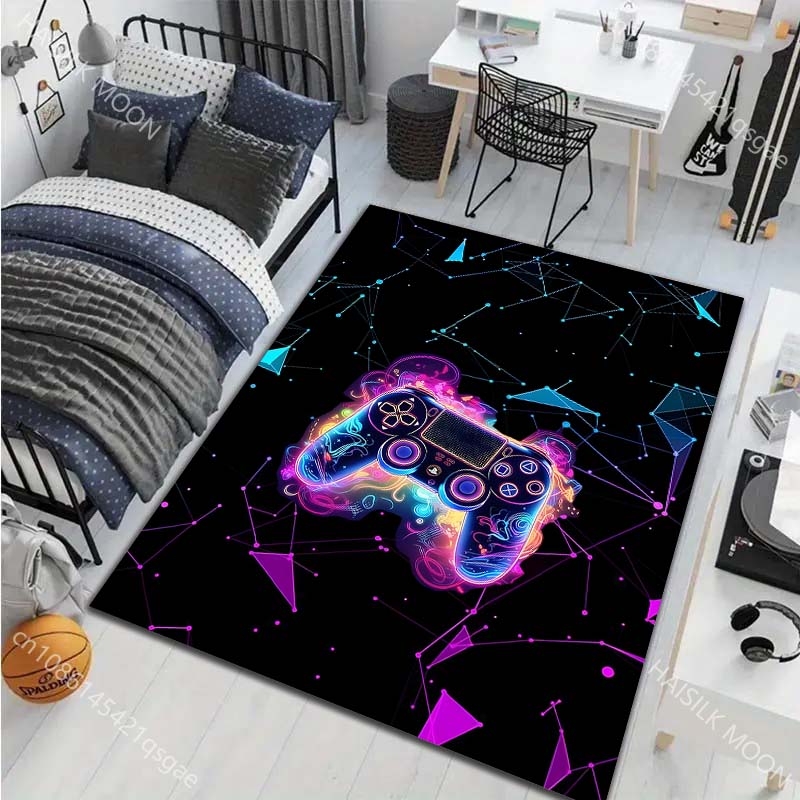 1PC Neon Game Controller Carpet for Living Room Bedroom Sofa Home Decor Rus Non-slip Floor Mat Luxury Gift Multiple Sizes