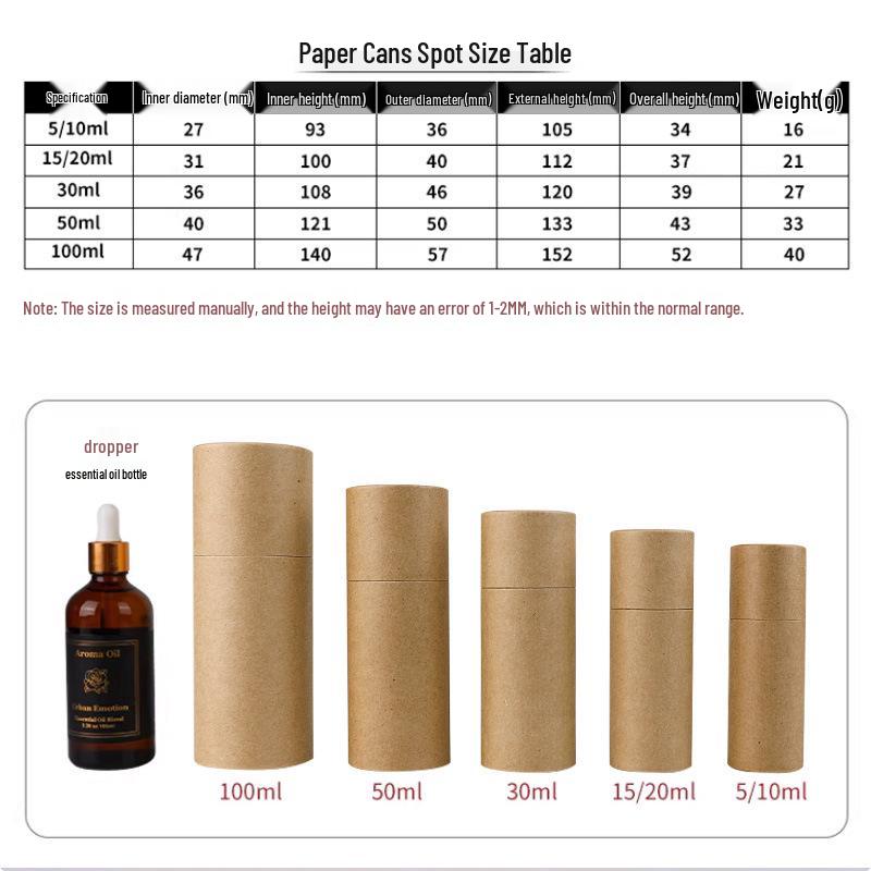 Kraft Paper Tube for Essential Oil Dropper Bottle - Round, Thickened Storage & Gift Box