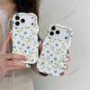 Hot-selling Full-screen Blue Floral In Japan and South Korea, Suitable for iPhone16 Glossy Film Case, Apple 17pm Wave Mobile Phone Case.